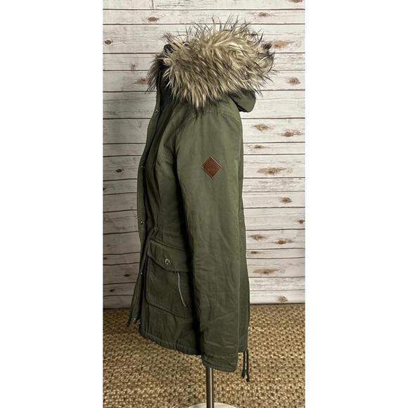 Hollister olive green sherpa-lined faux-fur trimmed hooded parka Size XS - Picture 5 of 10